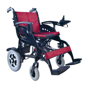 Aluminum frame electric wheelchair with detachable footrests and foldable backrest