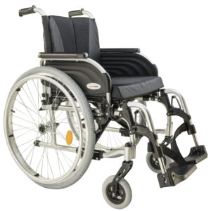 High-end manual wheelchair aluminum frame close-up